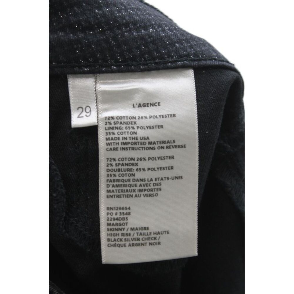 L'Agence Womens Black Checked Cotton Skinny Jeans Size 29 - Picture 4 of 6